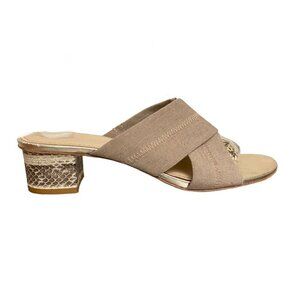 Donald J Pliner MARA Cross Strap Low-Heel Sandal in Beige Size 9.5